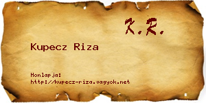 Kupecz Riza névjegykártya